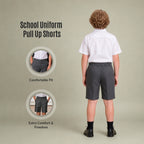 Pack of 2 Grey Half Elastic Pull Up Boys School Shorts