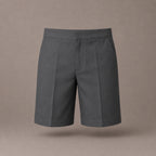 Grey Half Elastic Pull Up Boys School Shorts
