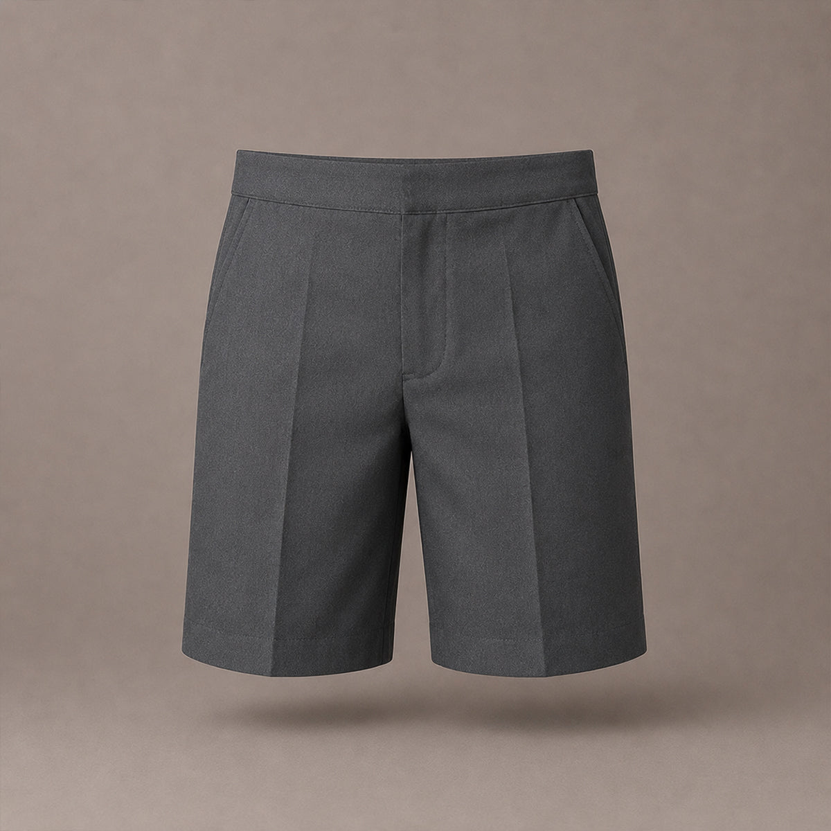Grey Half Elastic Pull Up Boys School Shorts