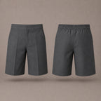 Pack of 2 Grey Half Elastic Pull Up Boys School Shorts