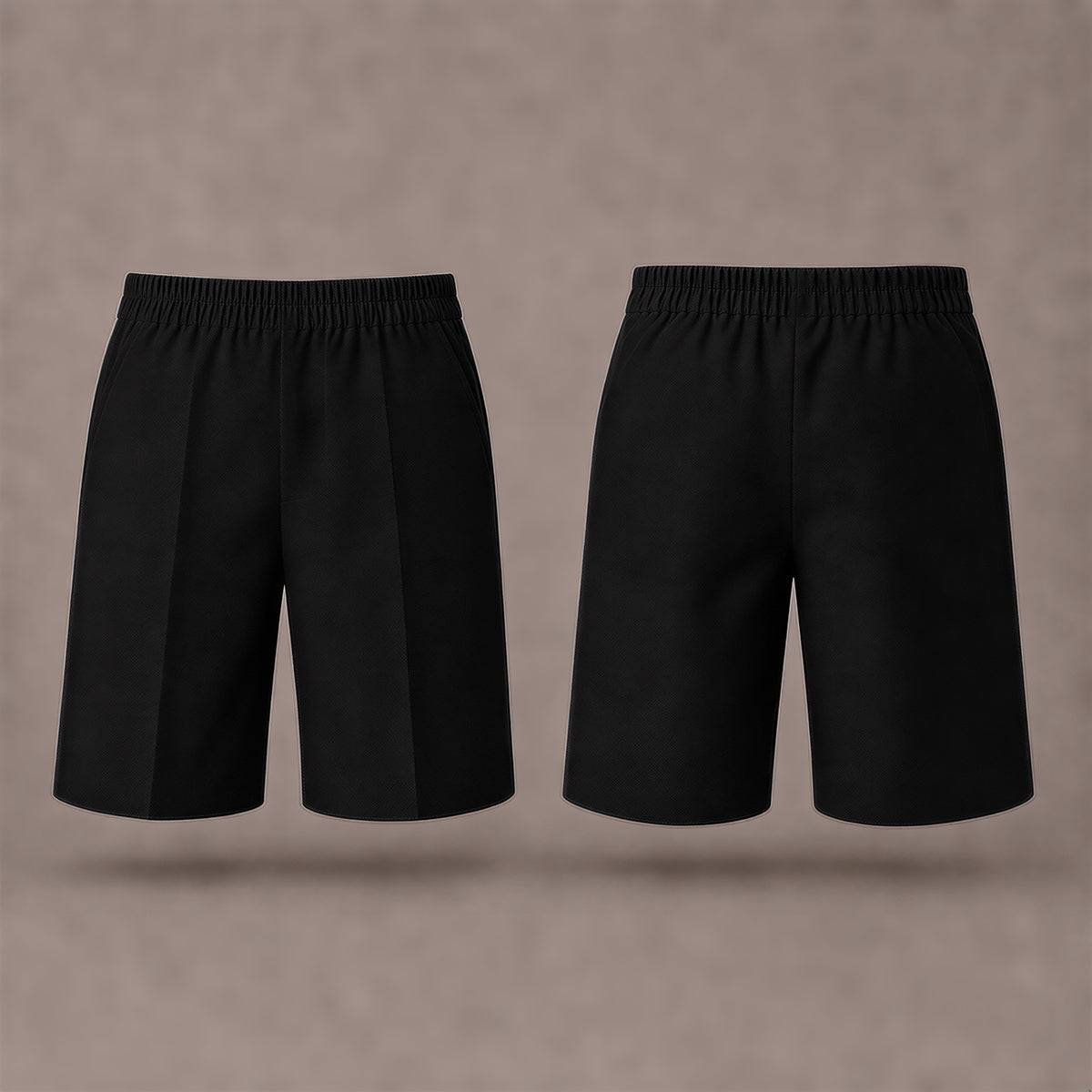 Pack of 2 Black Plus Size Pull-On School Shorts – Full Elasticated Waist