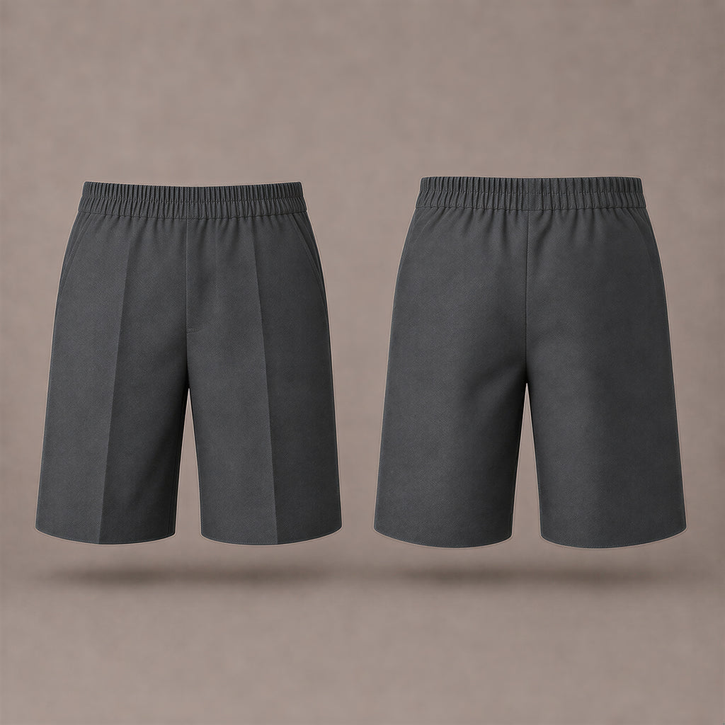Pack of 2 Grey Pull-On School Shorts – Full Elasticated Waist