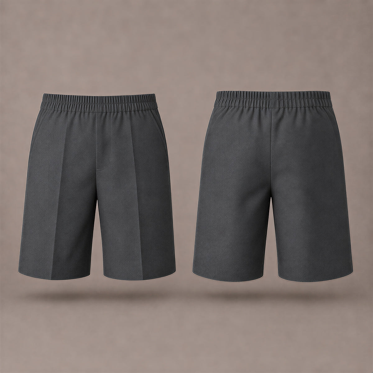 Pack of 2 Grey Pull-On School Shorts – Full Elasticated Waist