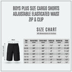 Black Plus Size Adjustable Waist Cargo Shorts | Zip & Clip
