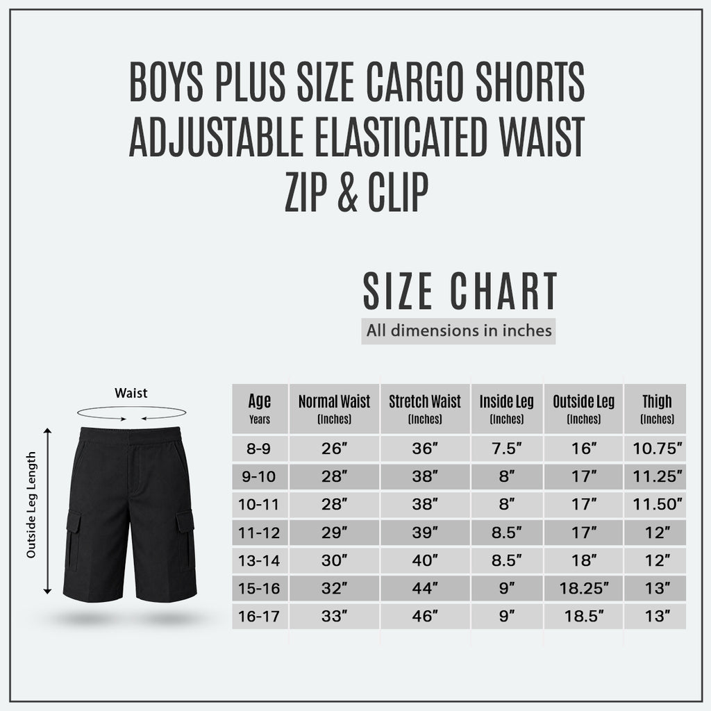 Pack of 2 Black Plus Size Adjustable Waist Cargo Shorts | Zip & Clip