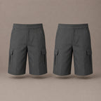 Pack of 2 Grey Plus Size Adjustable Waist Cargo Shorts | Zip & Clip