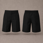Pack of 2 Black Half Elastic Pull Up Boys School Shorts