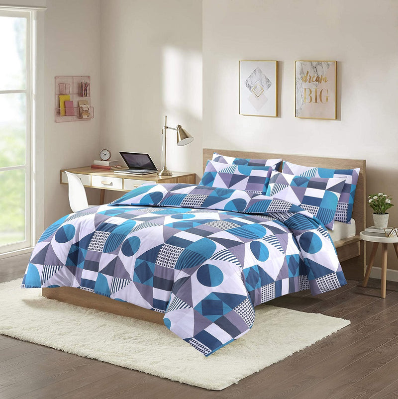 Scott Printed Duvet Cover Set blue