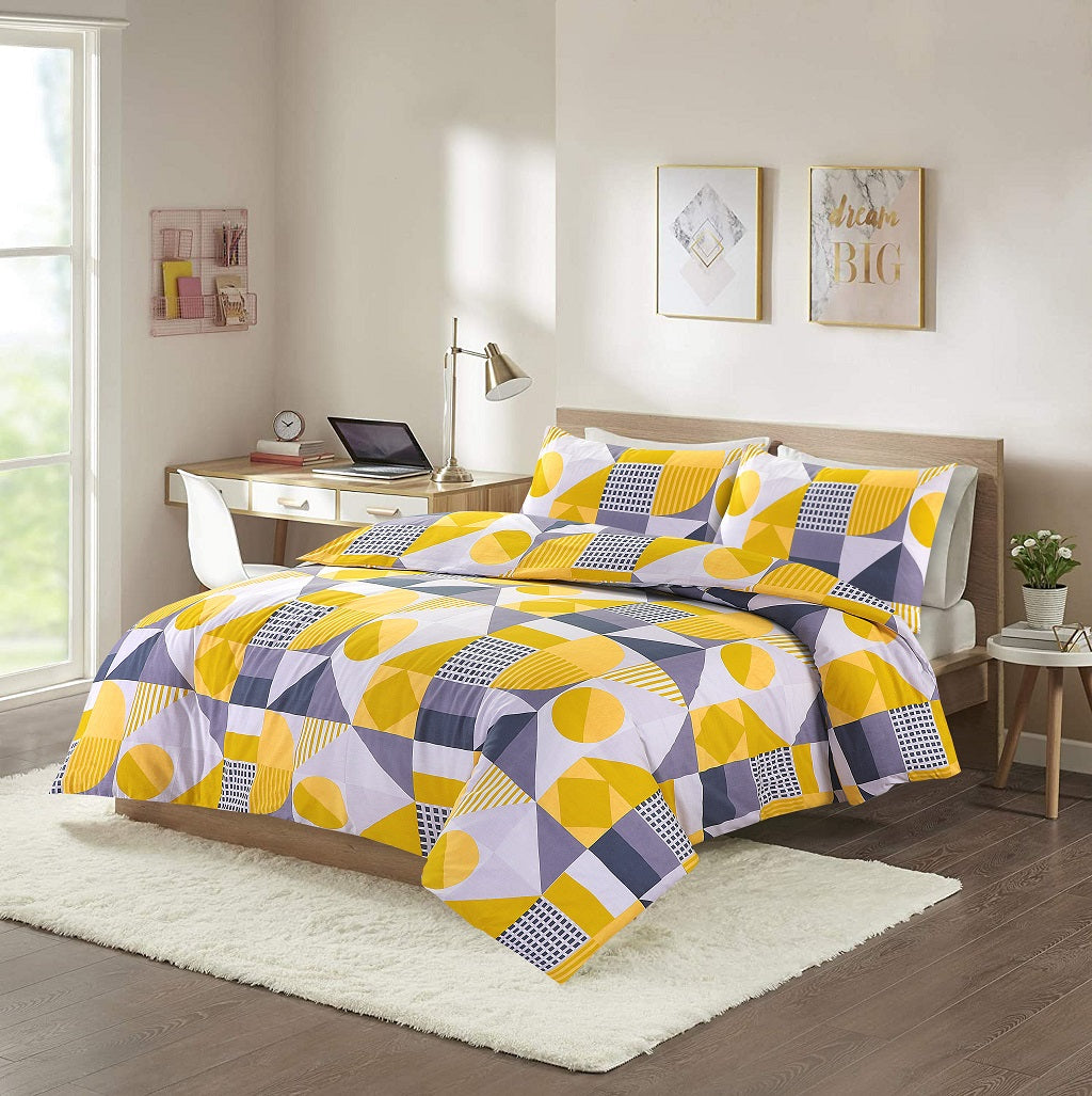 Scott Printed Duvet Cover Set mustard