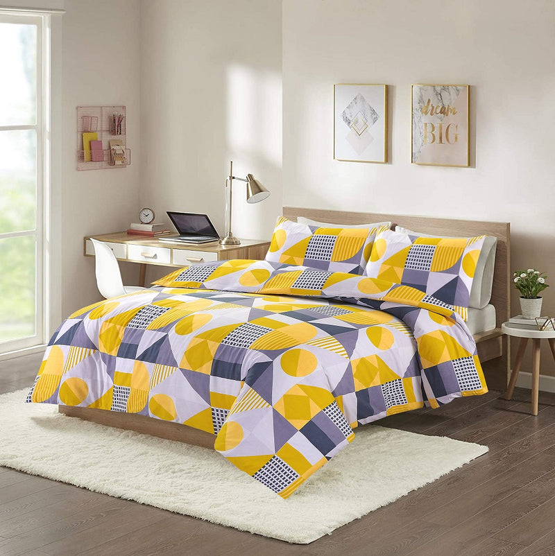Scott Printed Duvet Cover Set mustard