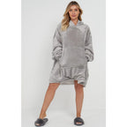 Silver Sherpa Fleece Oversized Blanket Hoodie