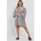 Silver Sherpa Fleece Oversized Blanket Hoodie