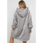 Silver Sherpa Fleece Oversized Blanket Hoodie