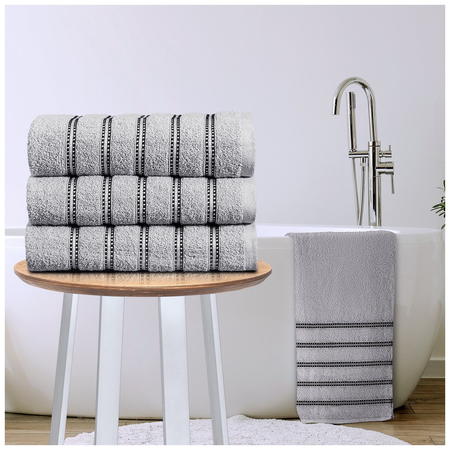 100% Cotton Bromley Stripe Towels | 8 Colours | 600 GSM