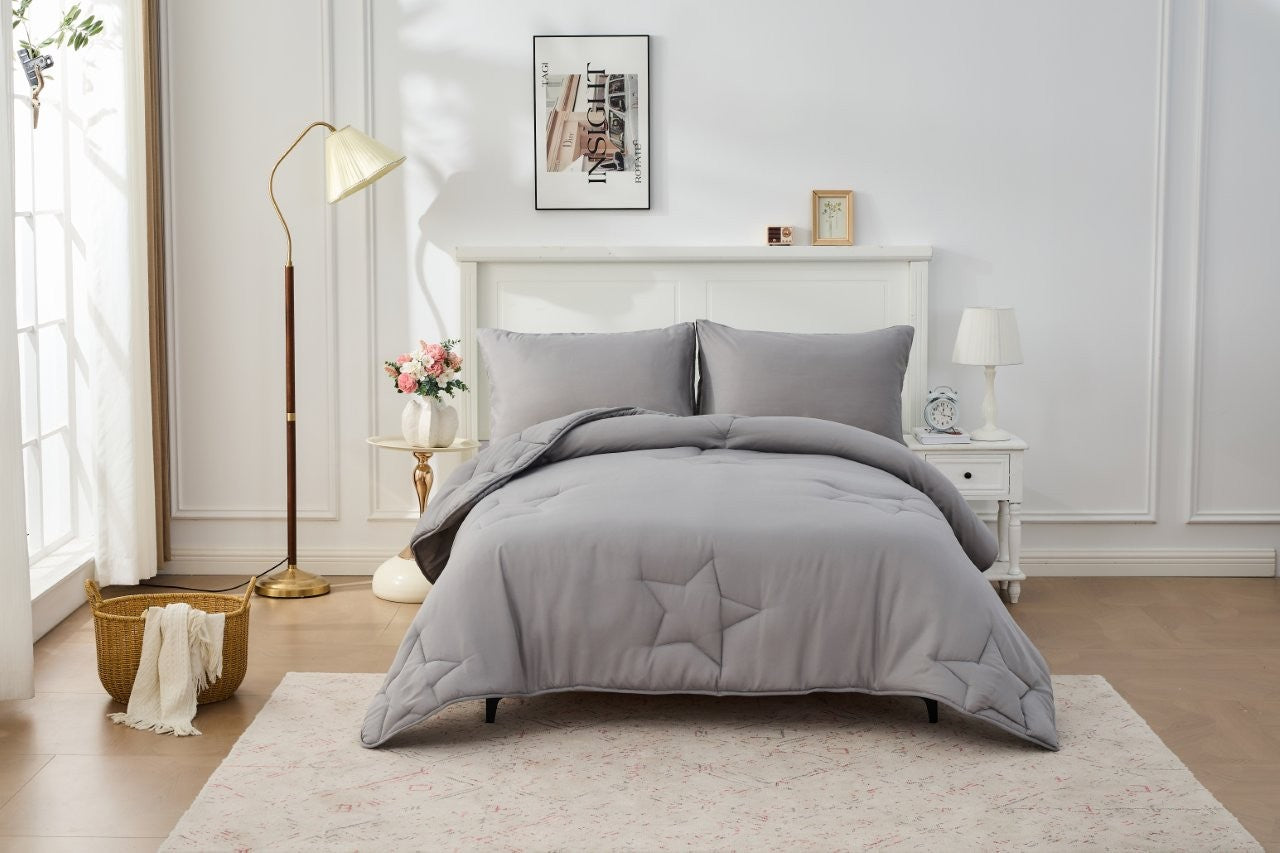 Kids Star Grey Coverless TOG 10.5 Quilt & Pillow Set