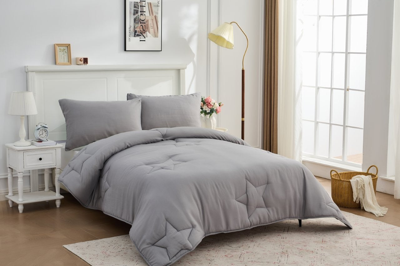 Kids Star Grey Coverless TOG 10.5 Quilt & Pillow Set