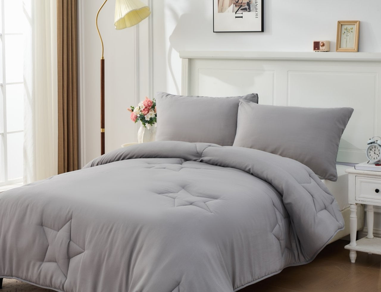 Kids Star Grey Coverless TOG 10.5 Quilt & Pillow Set