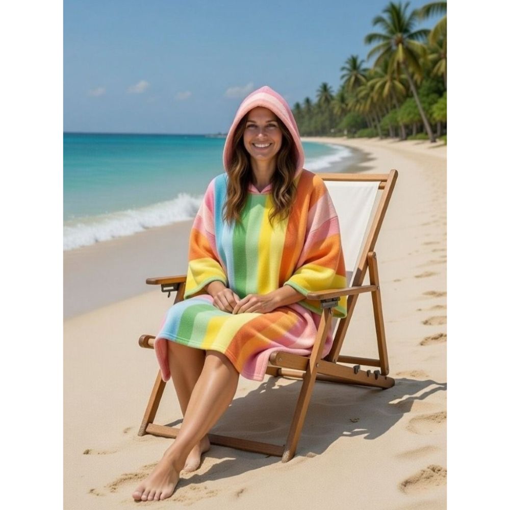 Sweet Stripe Multi Sand Free Adult Poncho Towel
