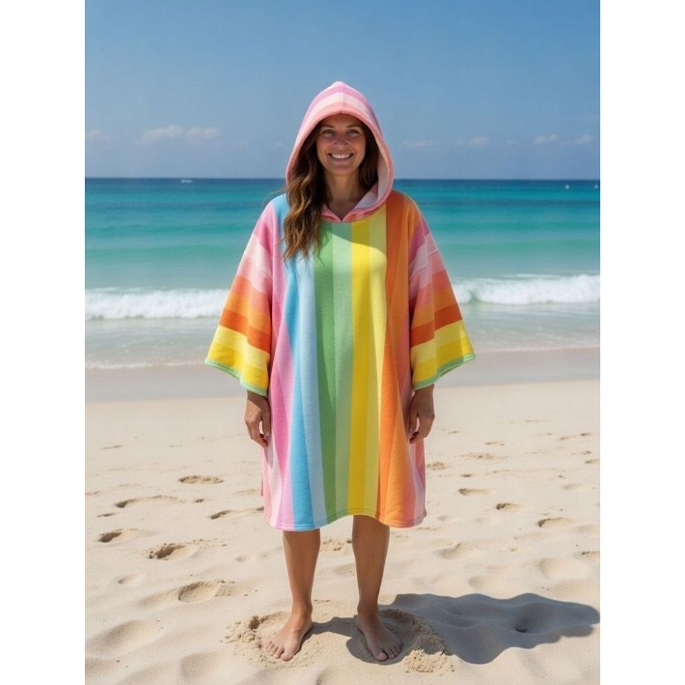 Sweet Stripe Multi Sand Free Adult Poncho Towel