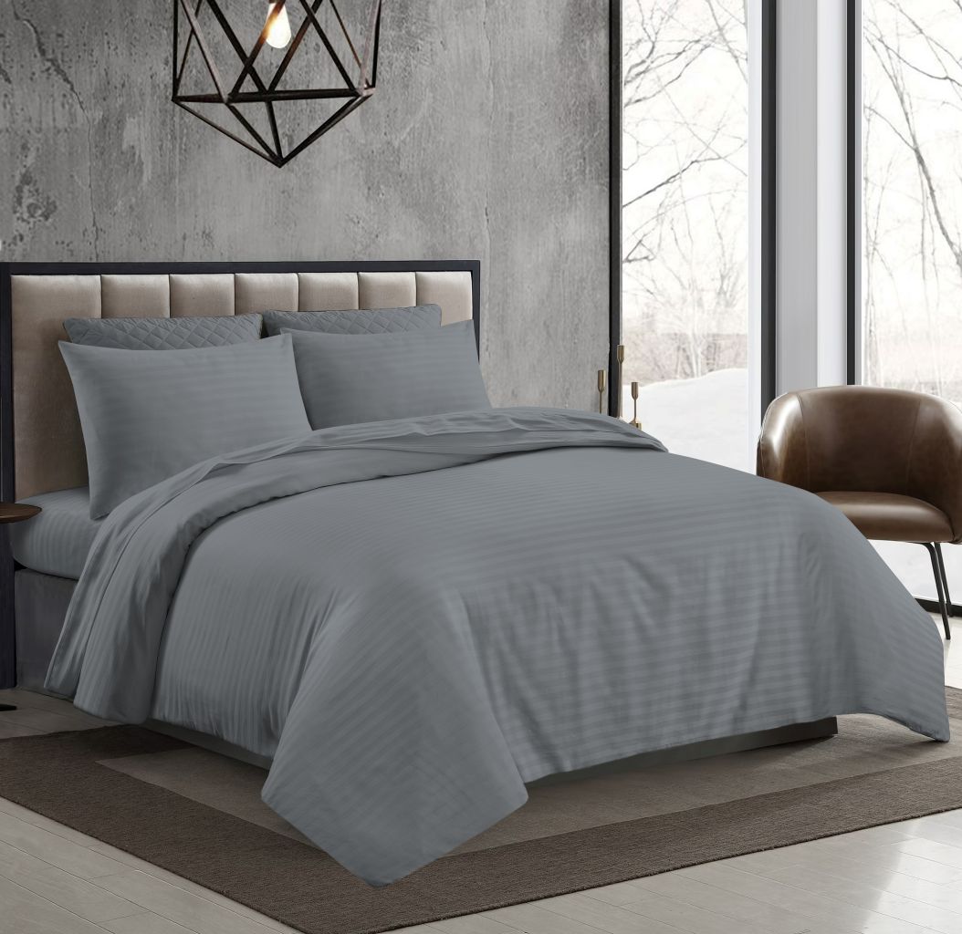 250TC Egyptian Cotton Satin Stripe Duvet Cover Sets | 7 Colours
