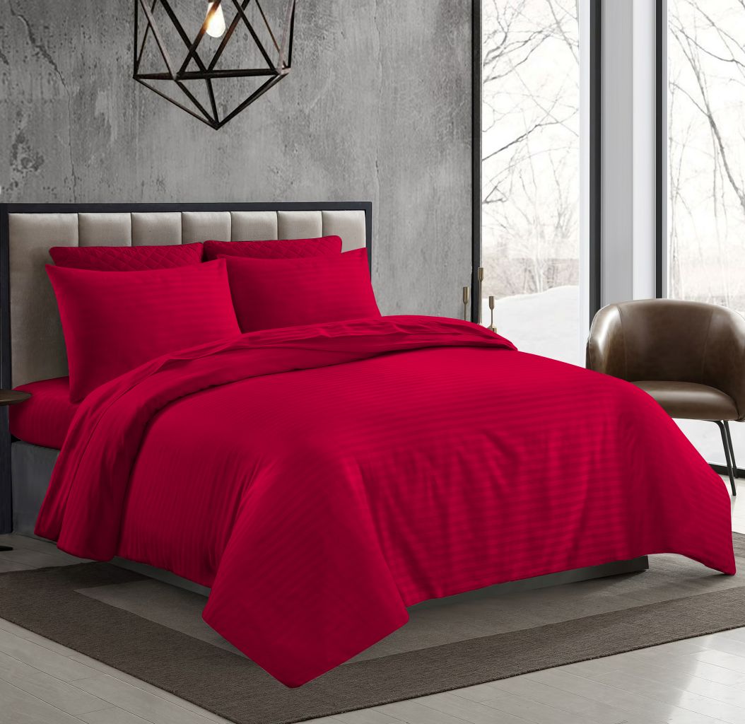 250TC Egyptian Cotton Satin Stripe Duvet Cover Sets | 7 Colours