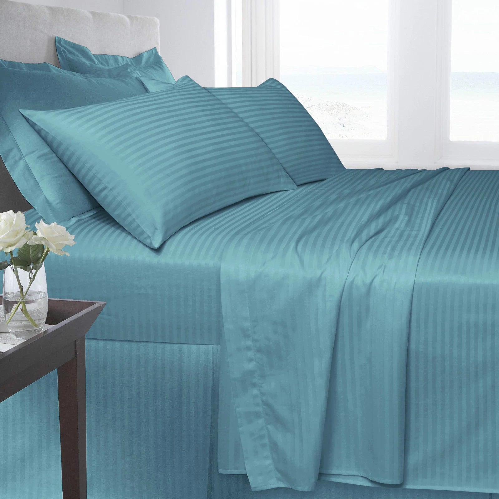 250TC Egyptian Cotton Satin Stripe Flat Sheet | 7 Colours