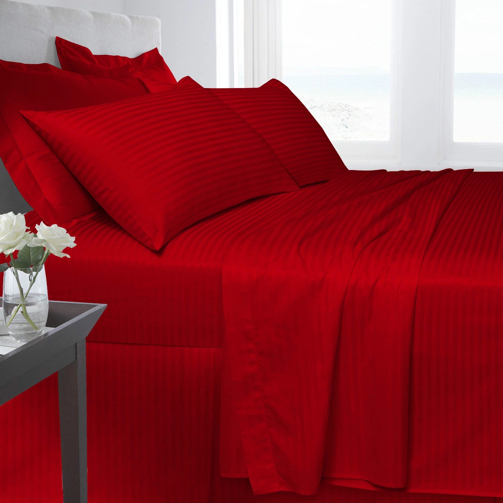 250TC Egyptian Cotton Satin Stripe Flat Sheet | 7 Colours
