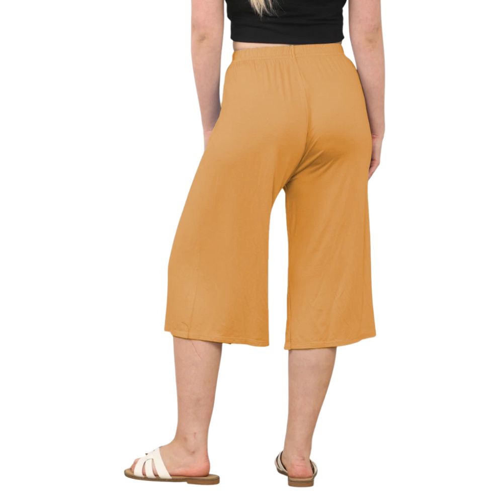 Plain Elastic Waist Culottes Cropped Shorts | 11 Colours