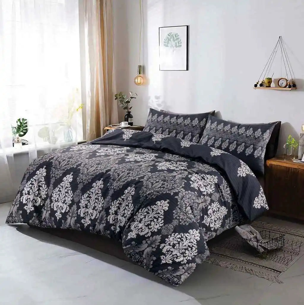 tanya printed duvet cover set black