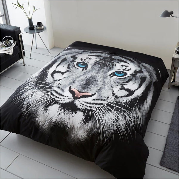 3D Tiger Face White Printed Animal Throws