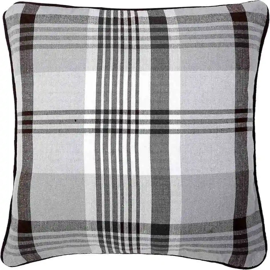 brown tartan check cushion cover