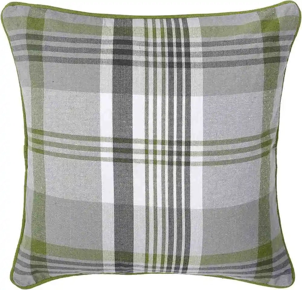 green tartan check cushion cover