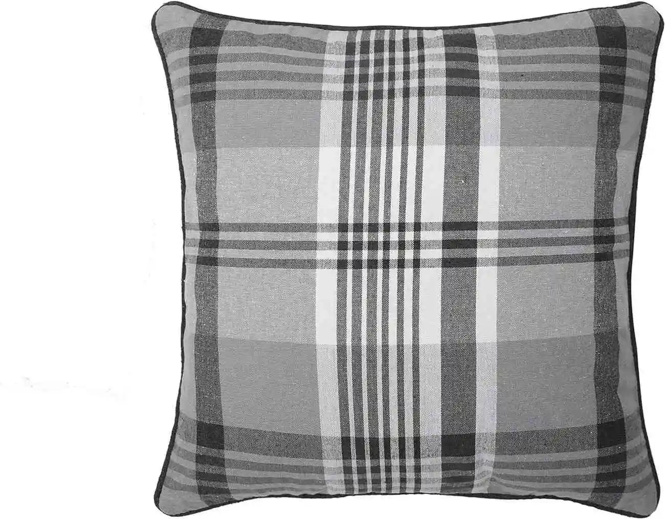 grey tartan check cushion cover