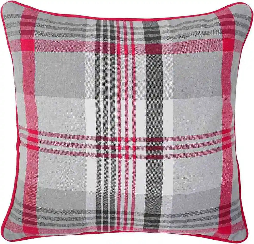 pink tartan check cushion cover