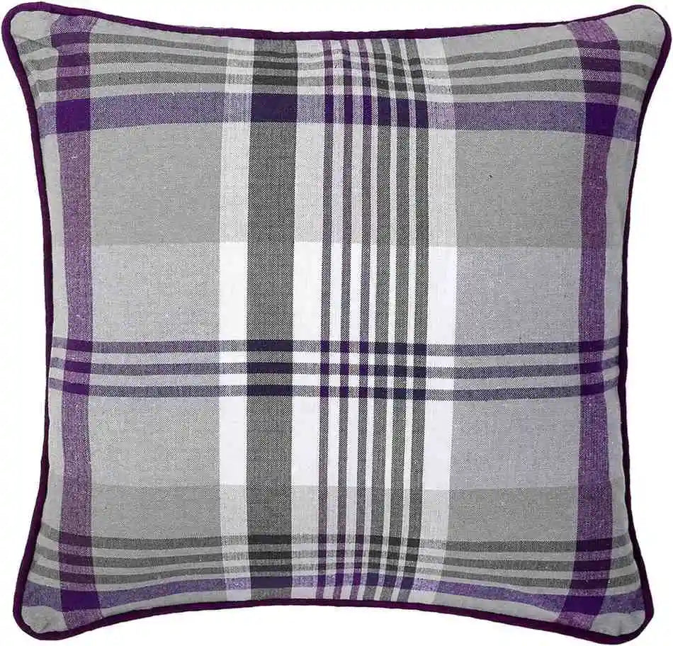 purple tartan check cushion cover