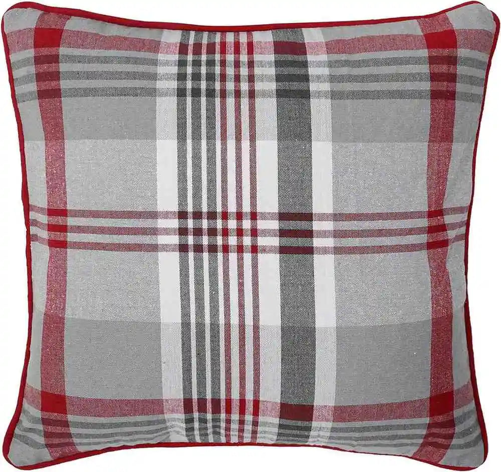 red tartan check cushion cover