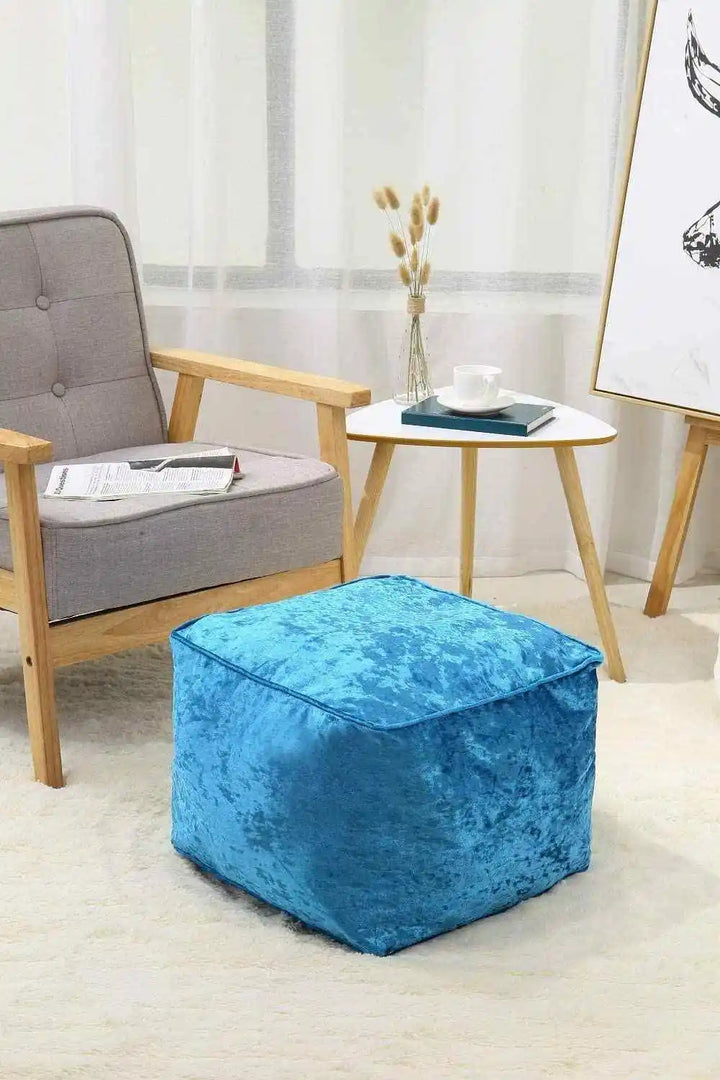 teal crushed velvet beans bag