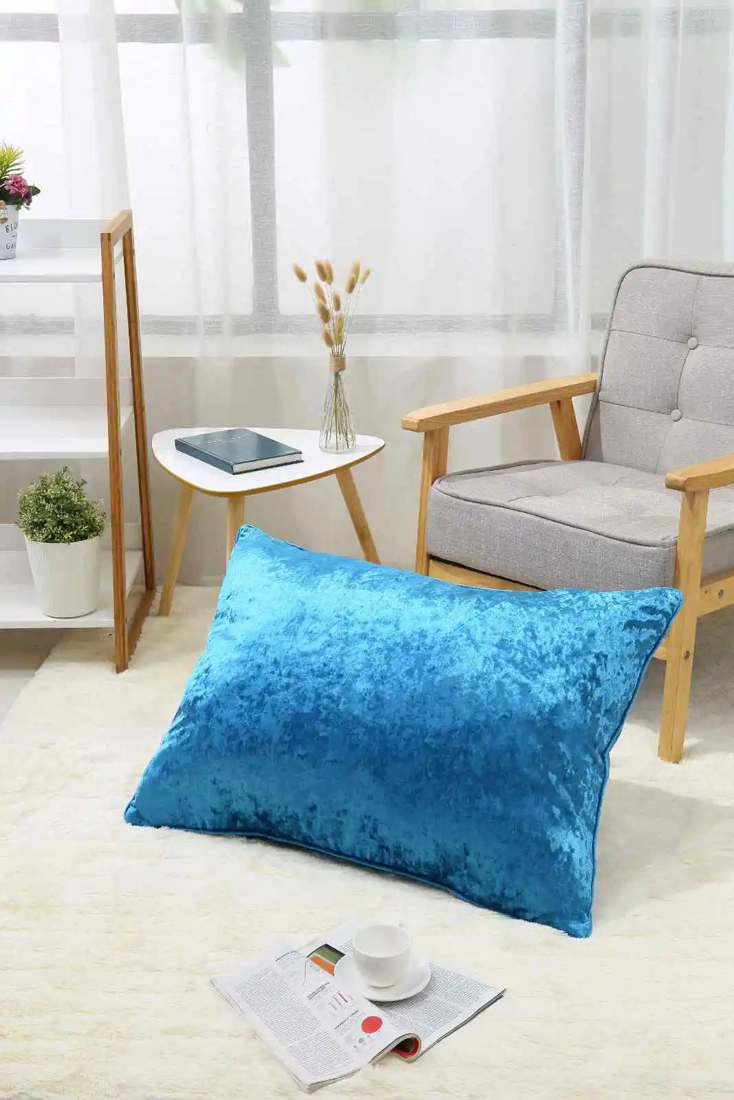 teal Crushed velvet cushion covers