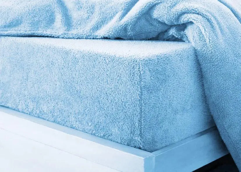 teddy fleece fitted sheet blue
