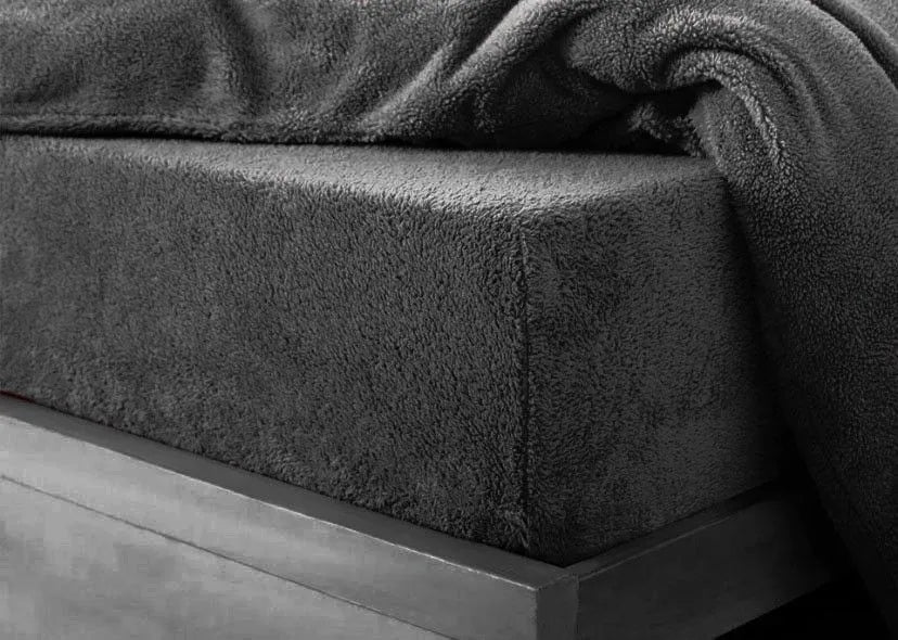 teddy fleece fitted sheet charcoal