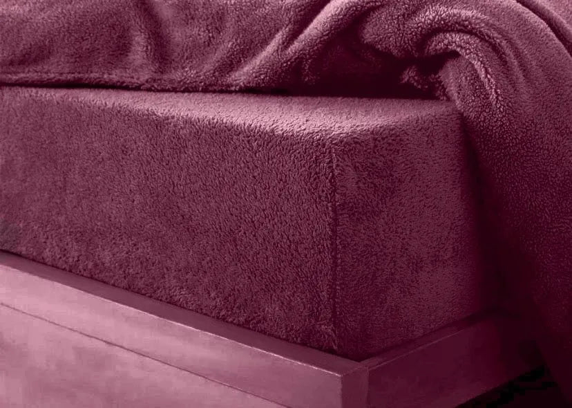teddy fleece fitted sheet plum