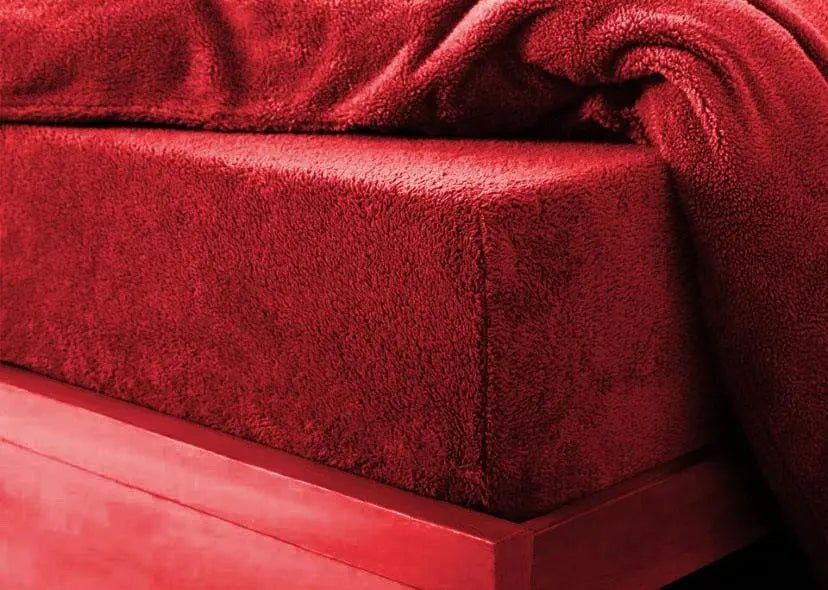teddy fleece fitted sheet red