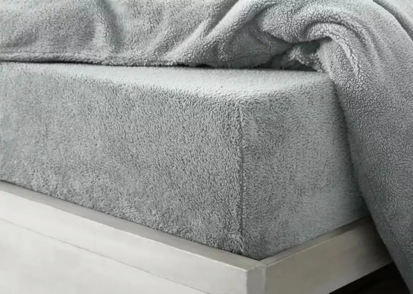 teddy fleece fitted sheet silver