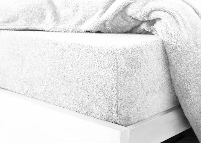 teddy fleece fitted sheet white