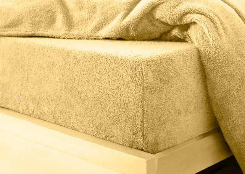 teddy fleece fitted sheet ochre