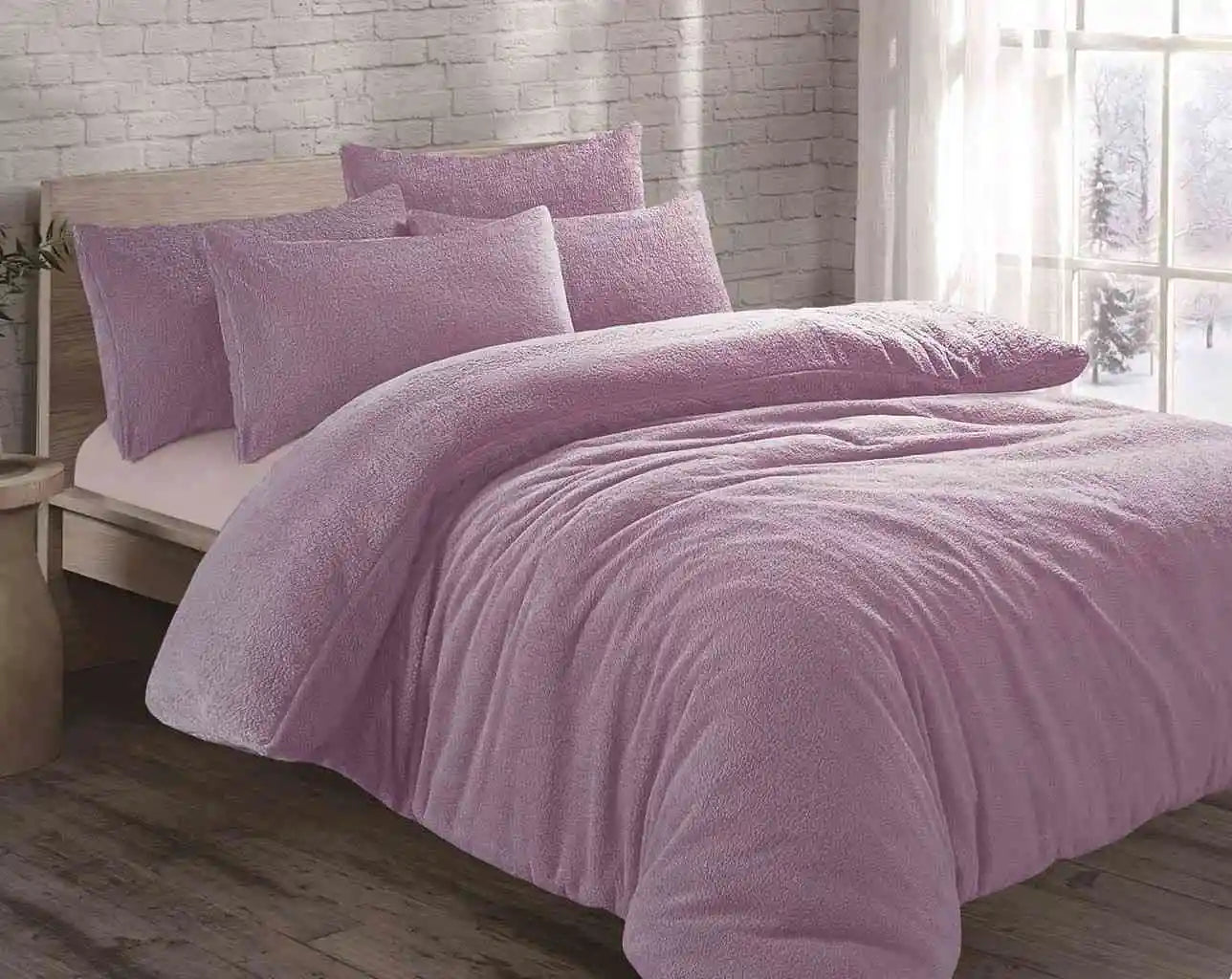 teddy fleece duvet cover set  lilac