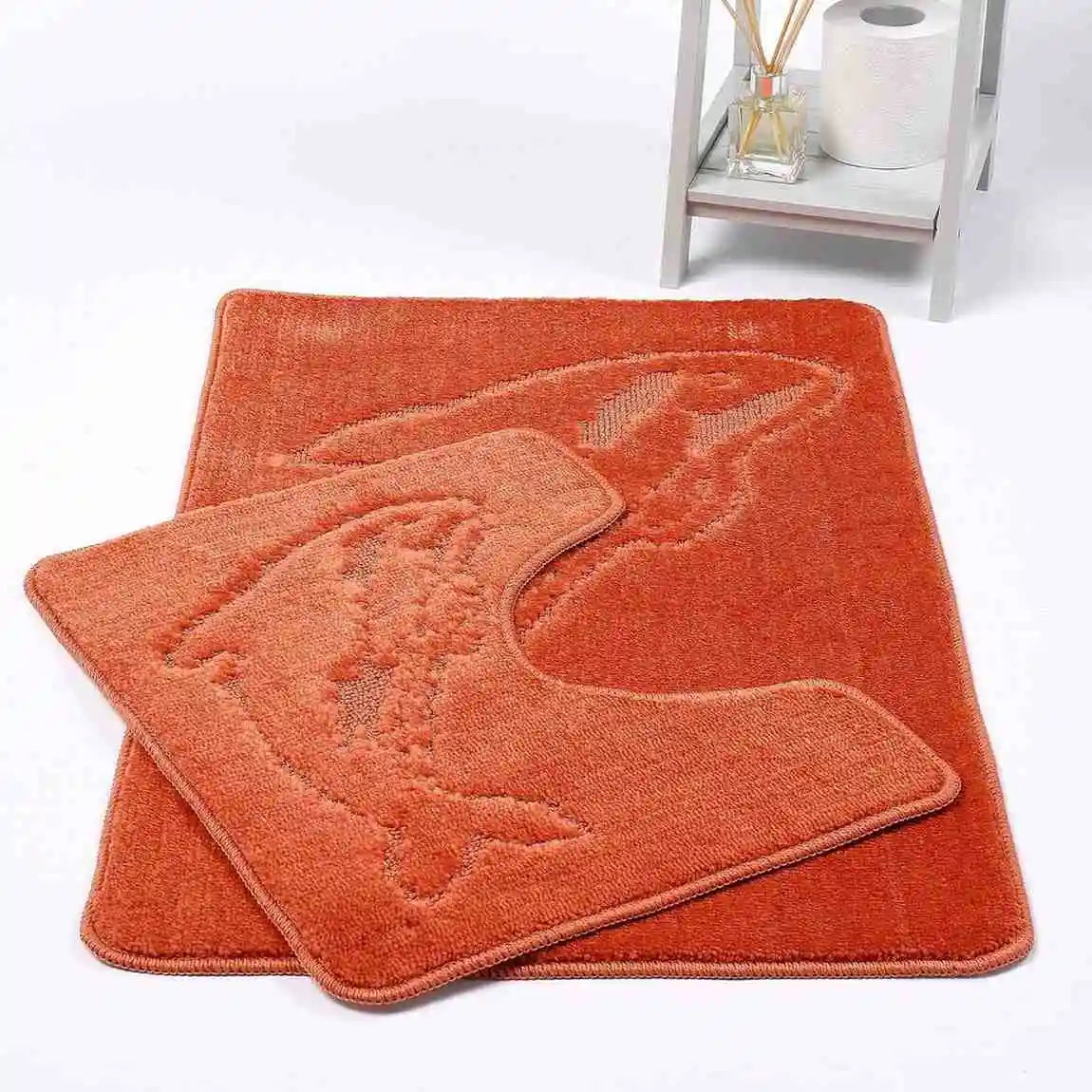 dolphin bath mat set terracotta
