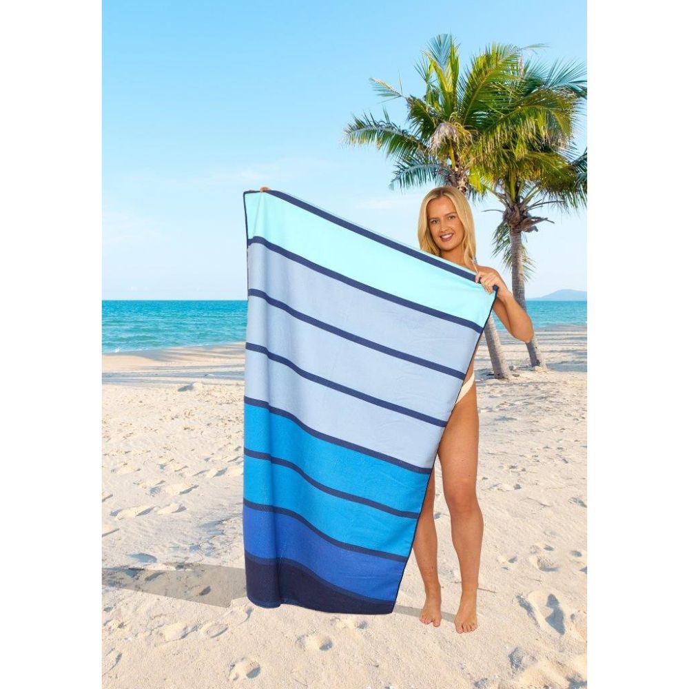 Timberly Stripe Blue Sand Free Beach Towel | 180CM × 100CM