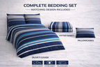 Vega Navy Printed Complete Set | Duvet Cover + Fitted Sheet + Pillowcases