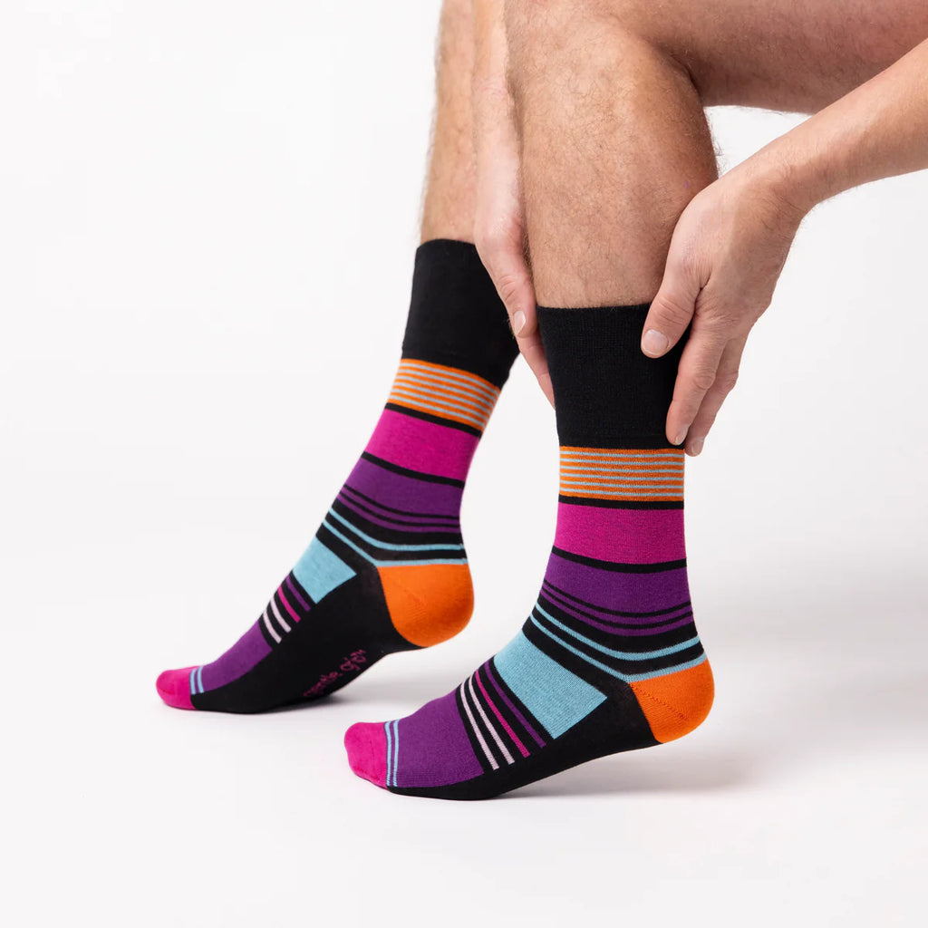 Men’s Vibrant Vision Stripe Gentle Grip Cotton Rich Socks